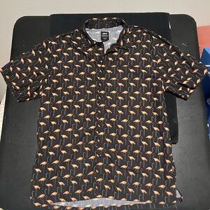 Publish Black and Orange Flamingo Print Men's Shirt